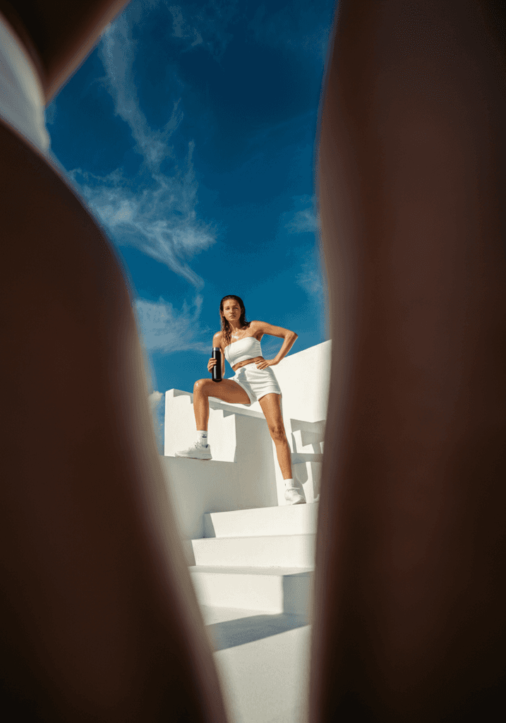 low-angle shot of a model posing for a picture