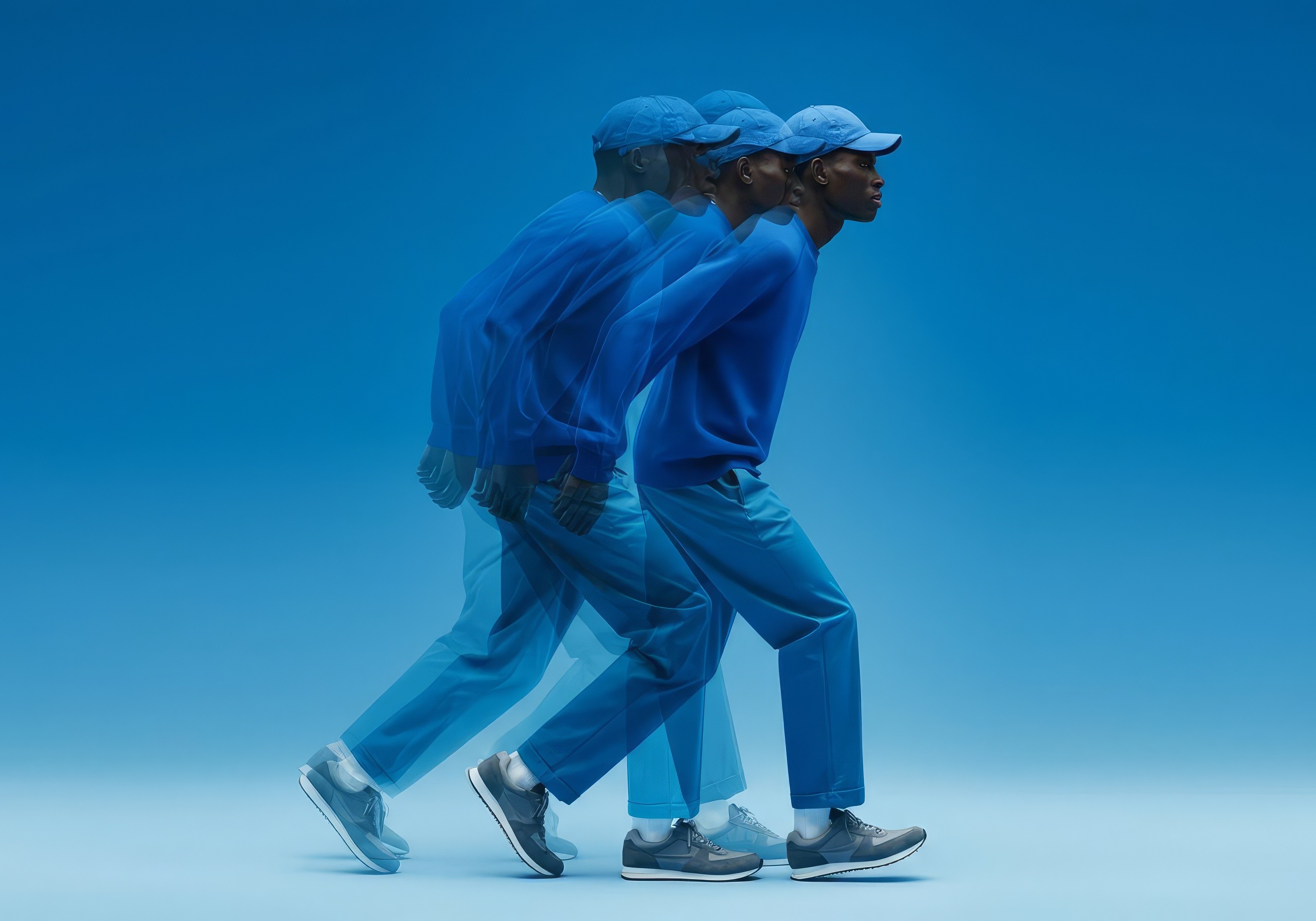 distored image of a man walking